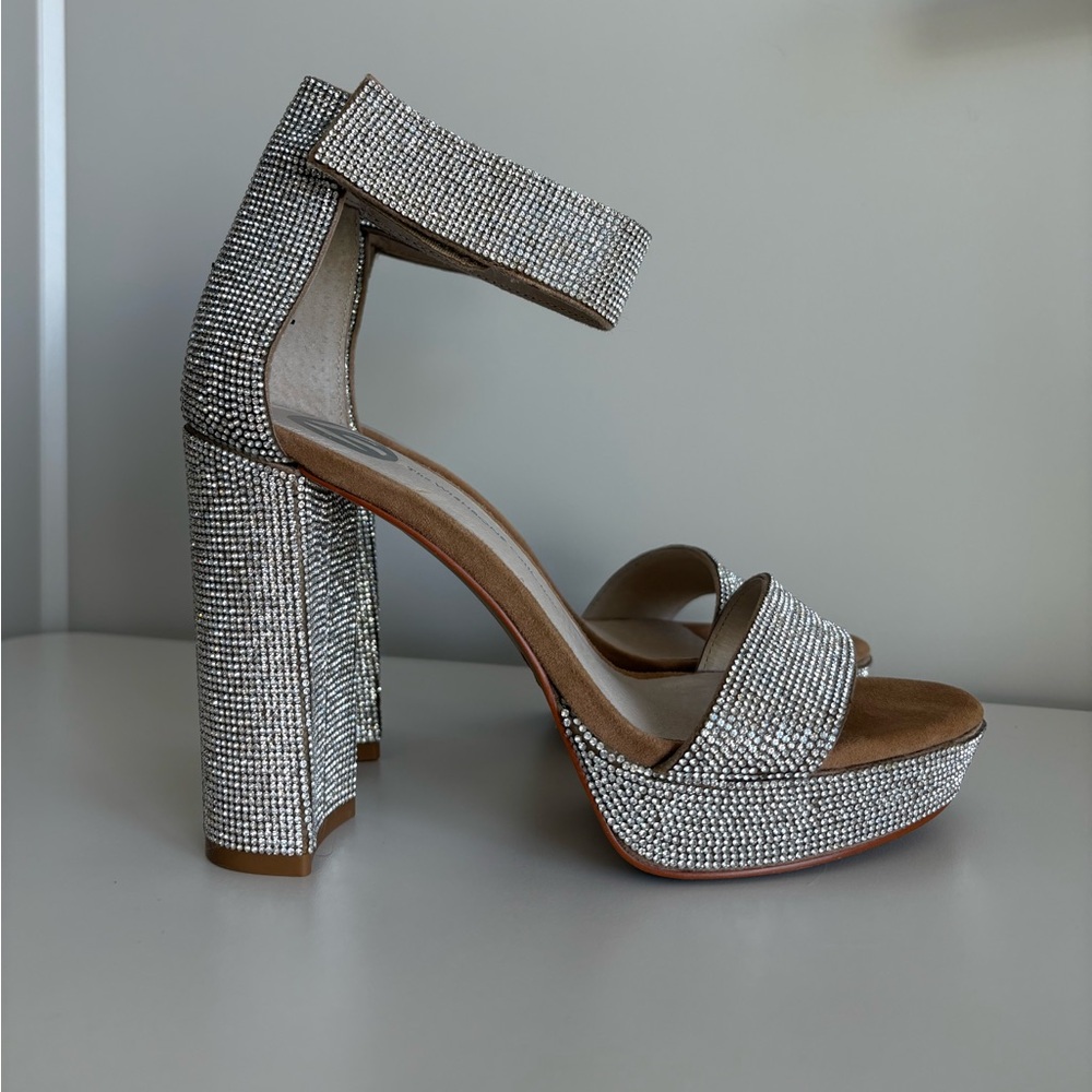 Silver Rhinestone Platform Heels - Picture 2 of 11